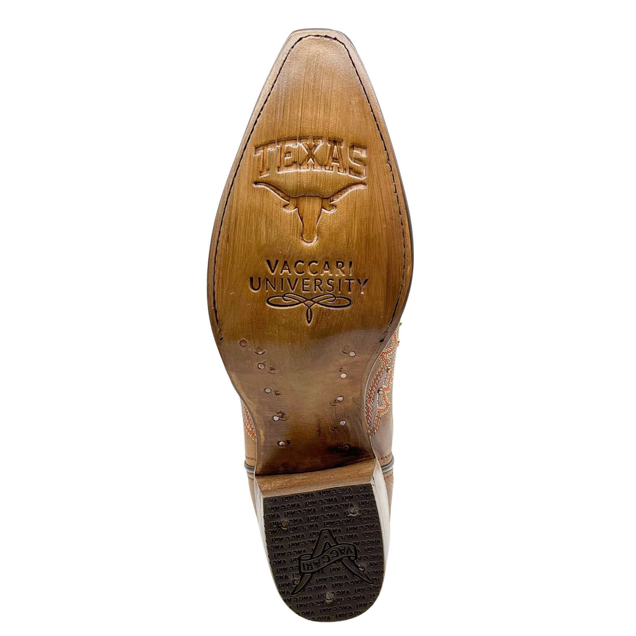 Women's University of Texas Longhorns Cowgirl Boots | Gold studs Tan Snip Toe Boots | Officially Licensed | Annie