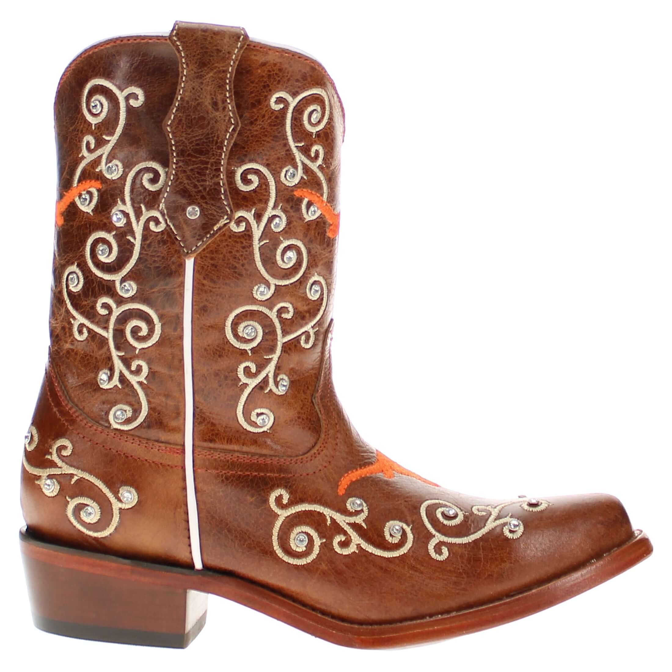 Kid's Chloe University of Texas Scroll Cowgirl Boots by Vaccari