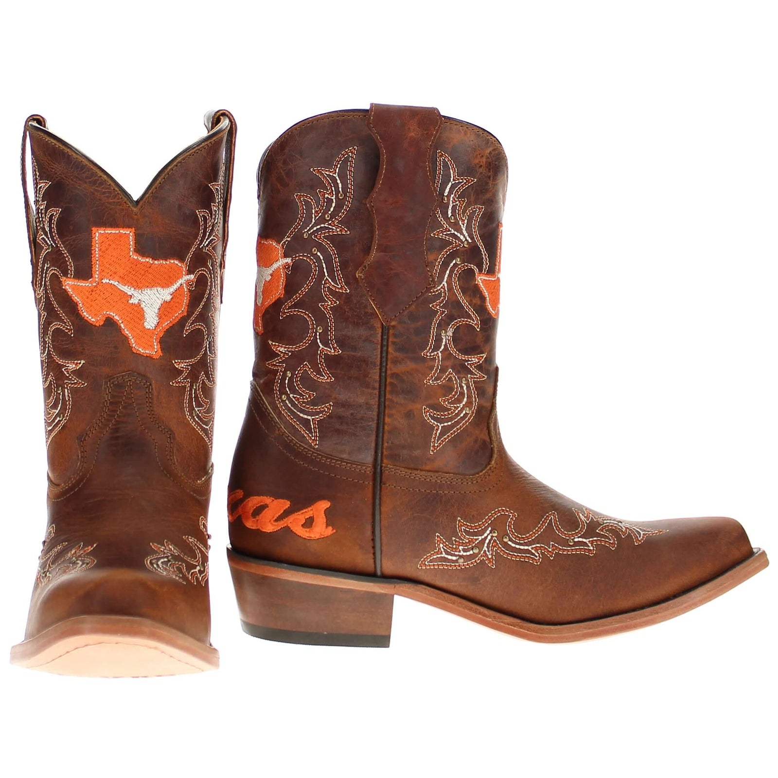 Kid's Amelia University of Texas Brass Studs Cowgirl Boots by Vaccari