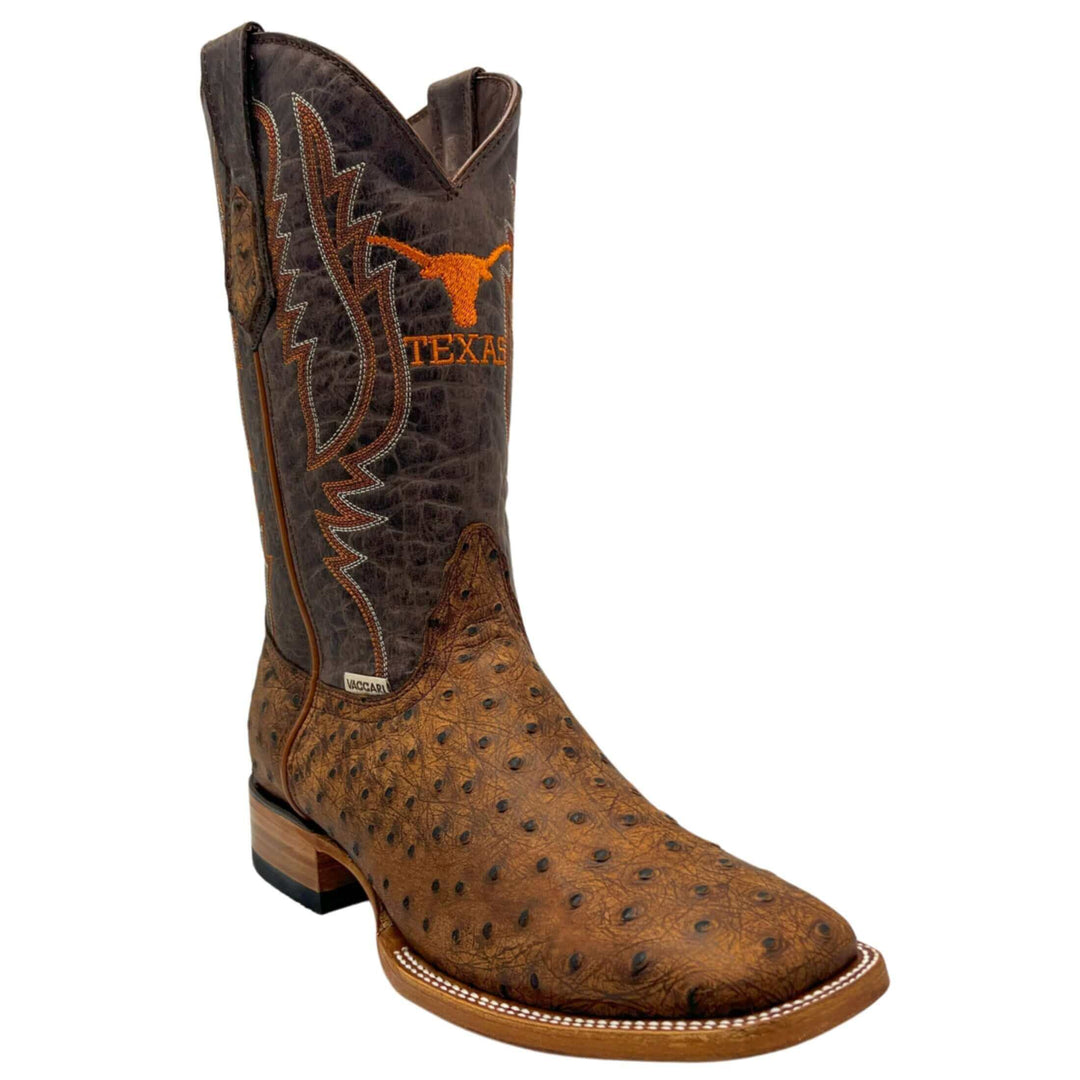 men's university of texas longhorns cowboy boots cognac ostrich print Cooper square toe