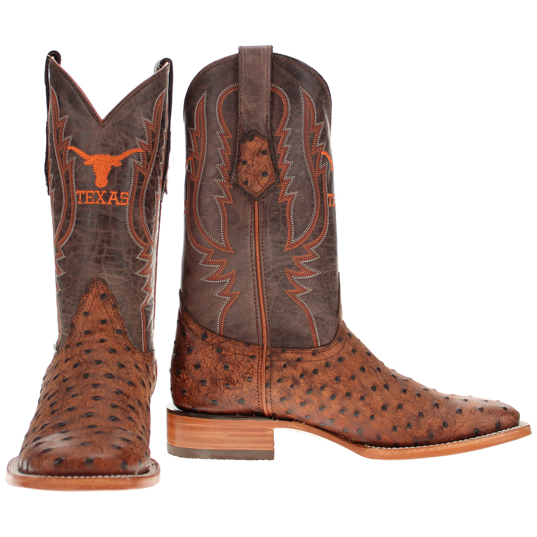 men's university of texas longhorns cowboy boots cognac ostrich print Cooper square toe