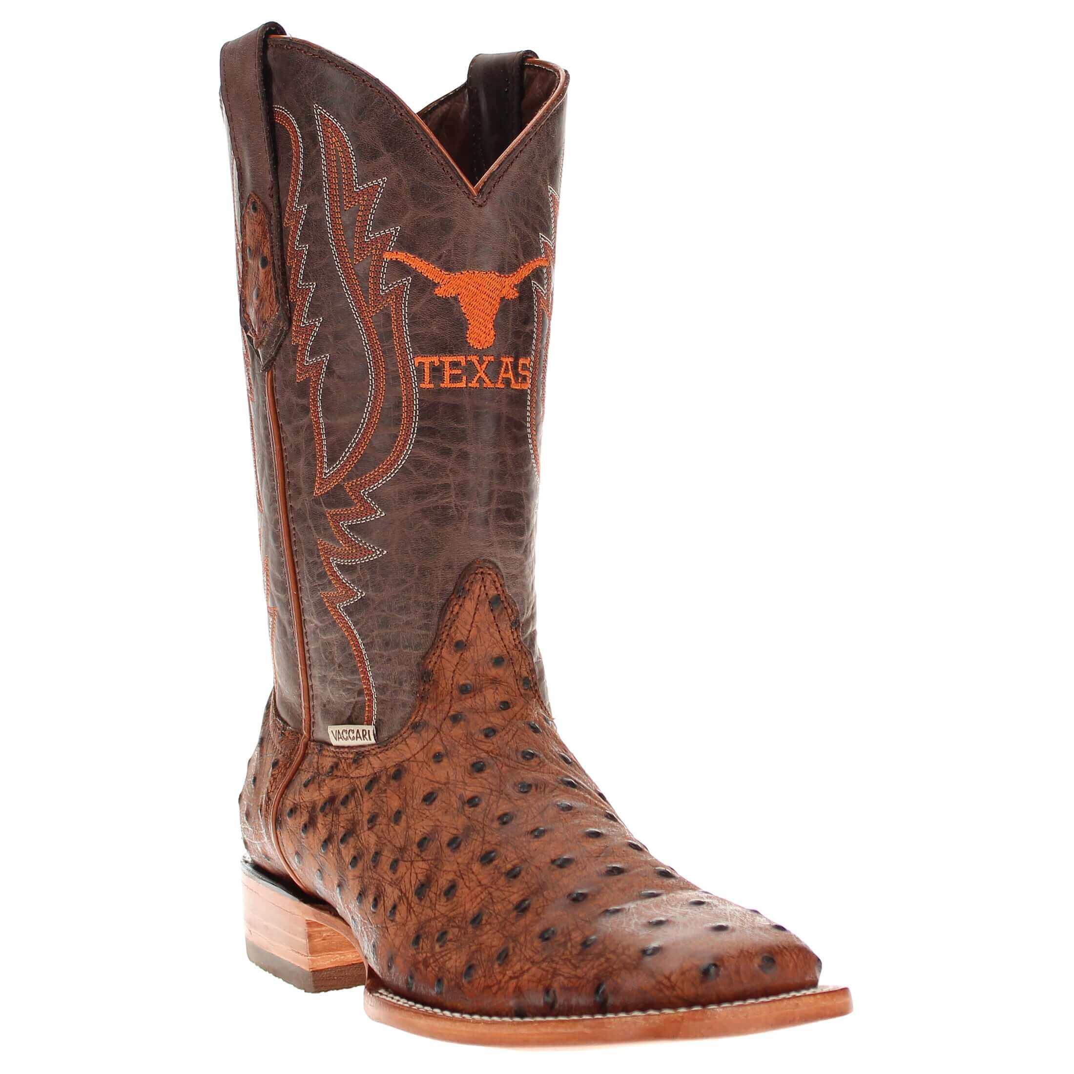 men's university of texas longhorns cowboy boots cognac ostrich print Cooper square toe