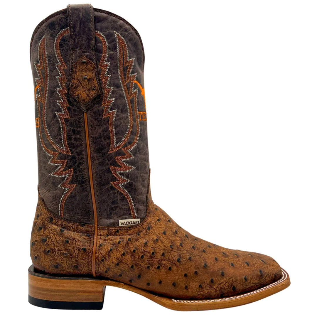 men's university of texas longhorns cowboy boots cognac ostrich print Cooper square toe