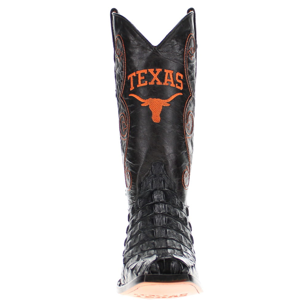 Men's University of Texas Black Hornback Alligator Boots by Vaccari