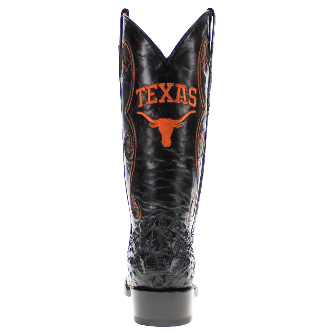Men's University of Texas Black Hornback Alligator Boots by Vaccari