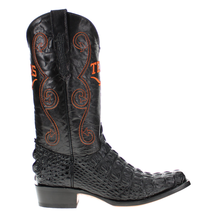 Men's University of Texas Black Hornback Alligator Boots by Vaccari