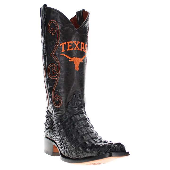 Men's University of Texas Black Hornback Alligator Boots by Vaccari