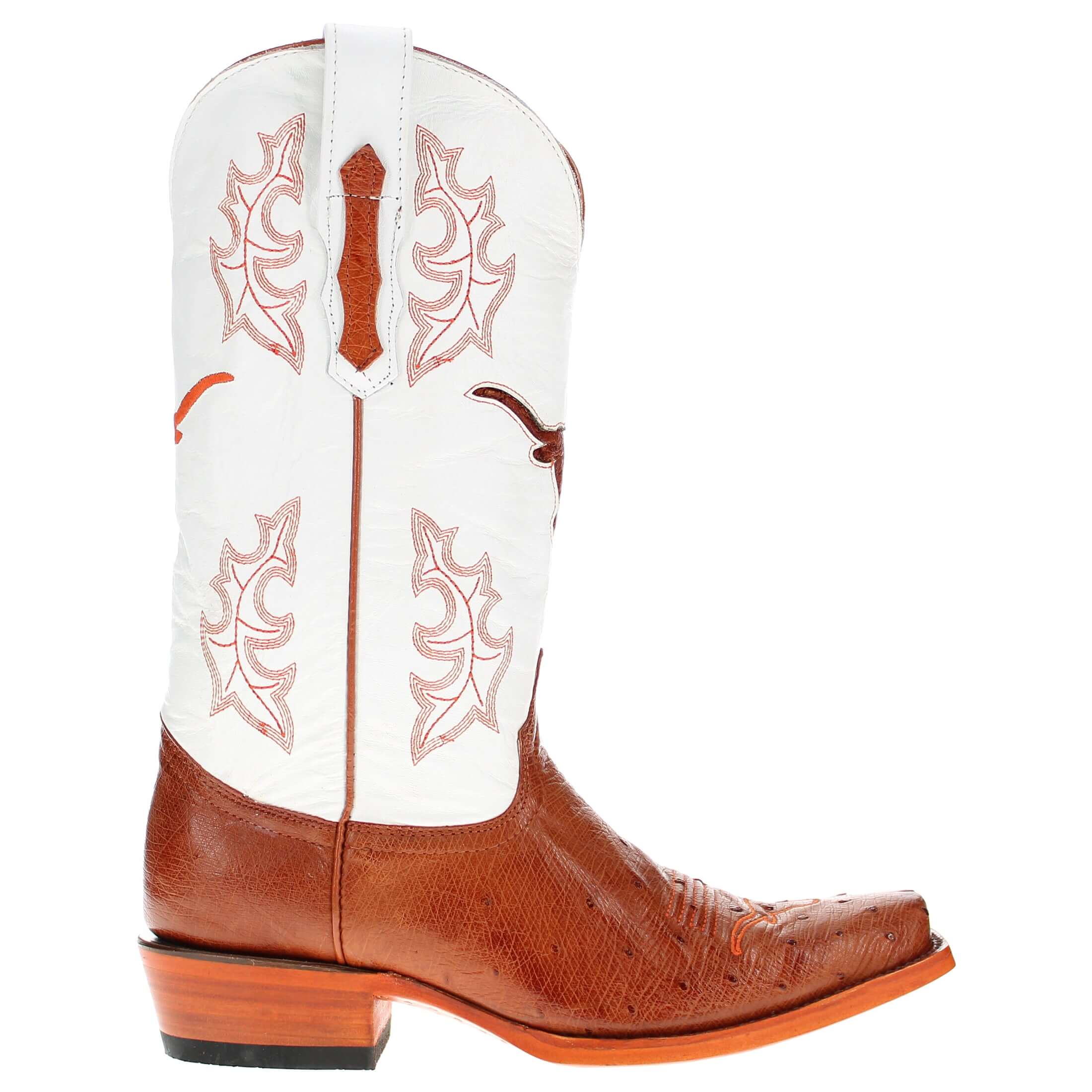 Men's University of Texas Longhorns Cognac Smooth Ostrich Cowboy Boots Brooks by Vaccari #select-a-toe_jw