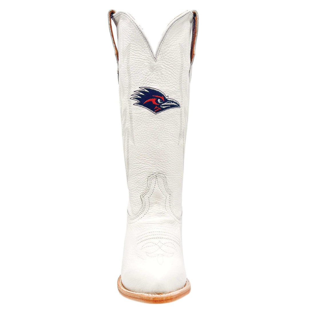 Women's UTSA Roadrunners All White Pointed Toe Cowgirl Boots Leighton by Vaccari