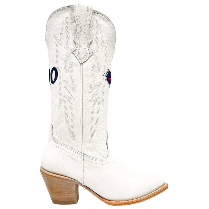 Women's UTSA Roadrunners All White Pointed Toe Cowgirl Boots Leighton by Vaccari