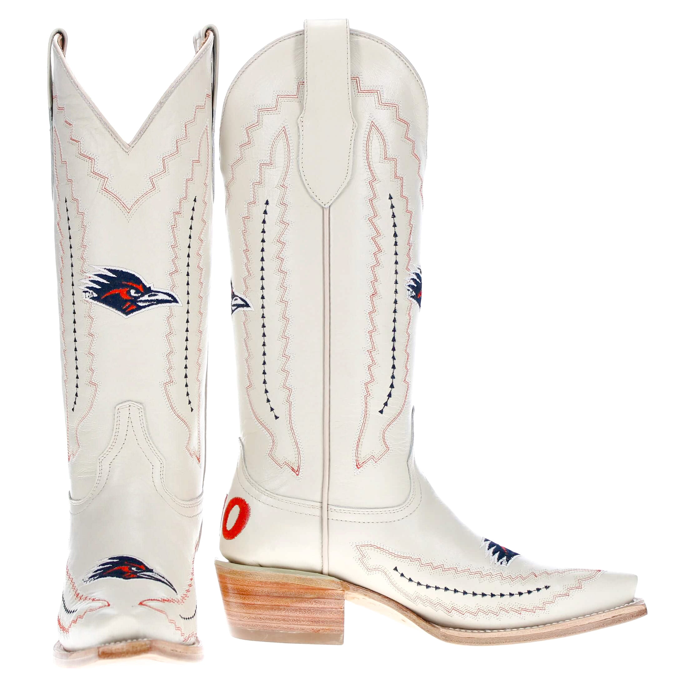 Women's University of Texas at San Antonio Roadrunners Bone Leather Snip Toe Cowgirl Boots by Vaccari