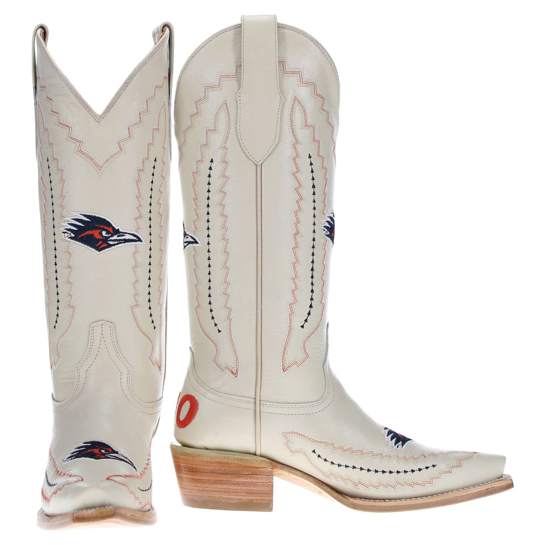 Women's University of Texas at San Antonio Roadrunners Bone Leather Snip Toe Cowgirl Boots by Vaccari