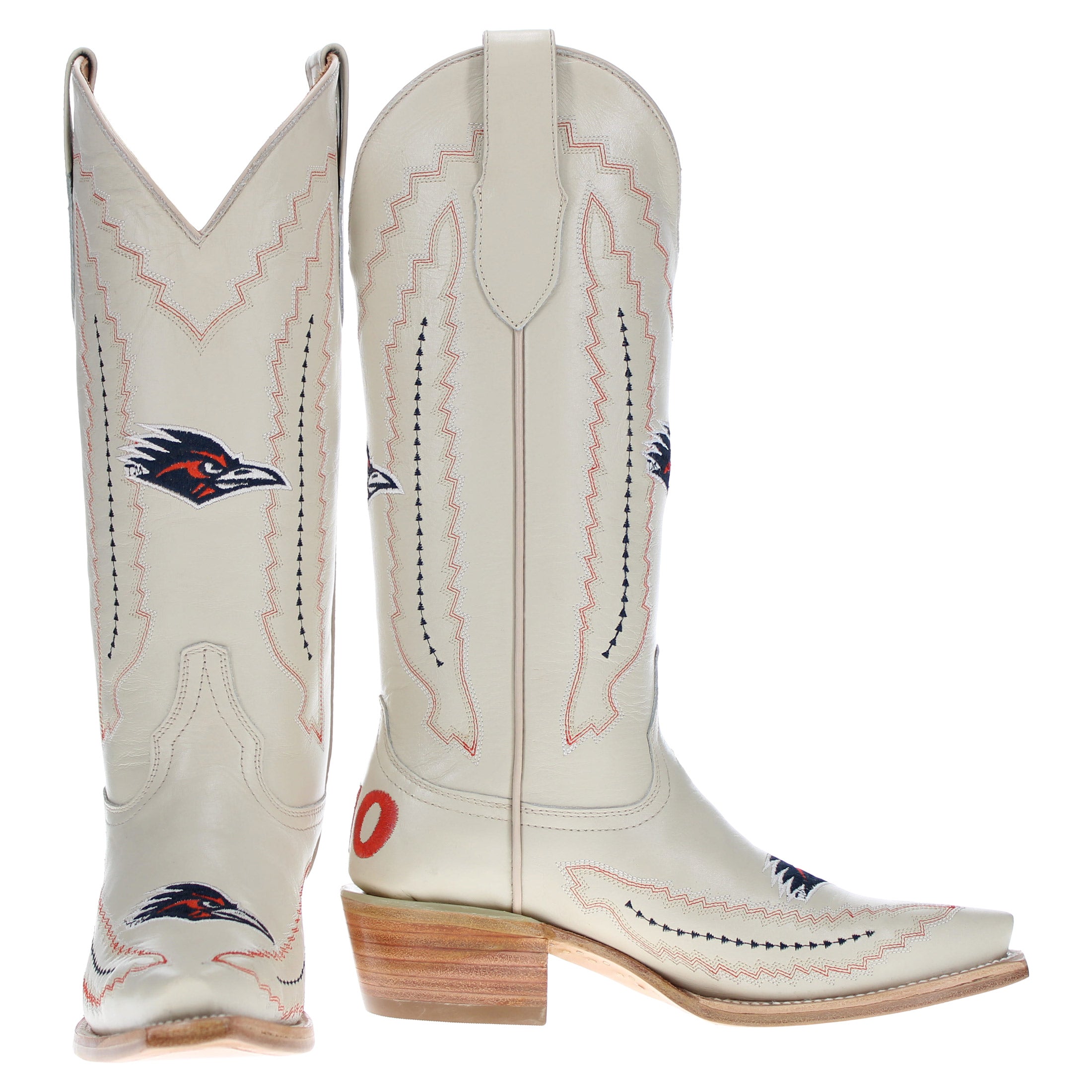 Women's University of Texas at San Antonio Roadrunners Bone Leather Snip Toe Cowgirl Boots by Vaccari