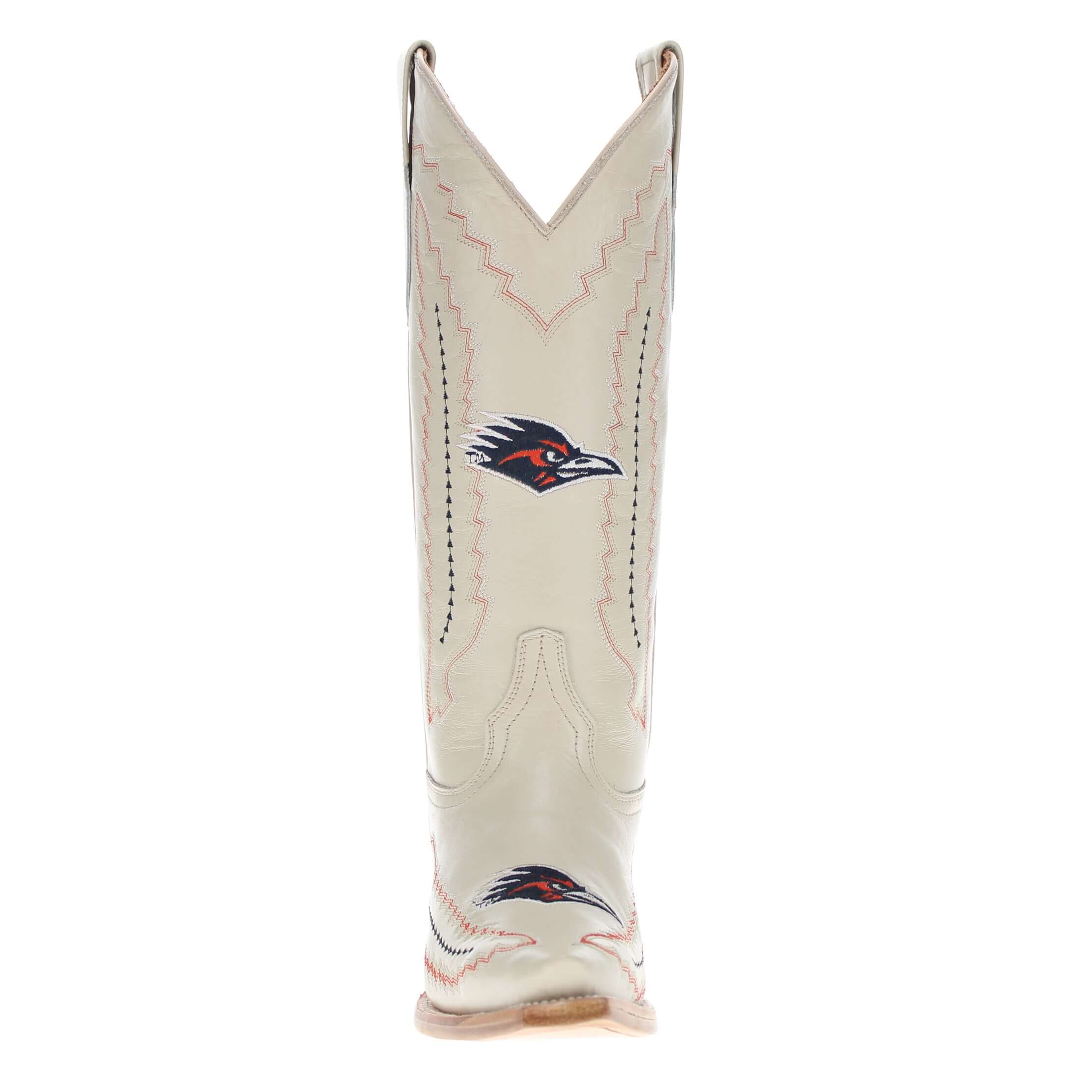 Women's University of Texas at San Antonio Roadrunners Bone Leather Snip Toe Cowgirl Boots by Vaccari