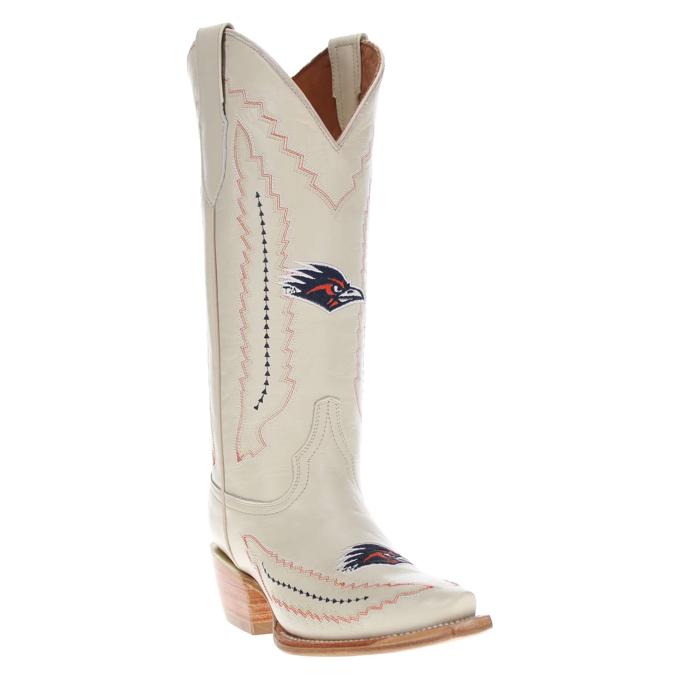 Women's University of Texas at San Antonio Roadrunners Bone Leather Snip Toe Cowgirl Boots by Vaccari