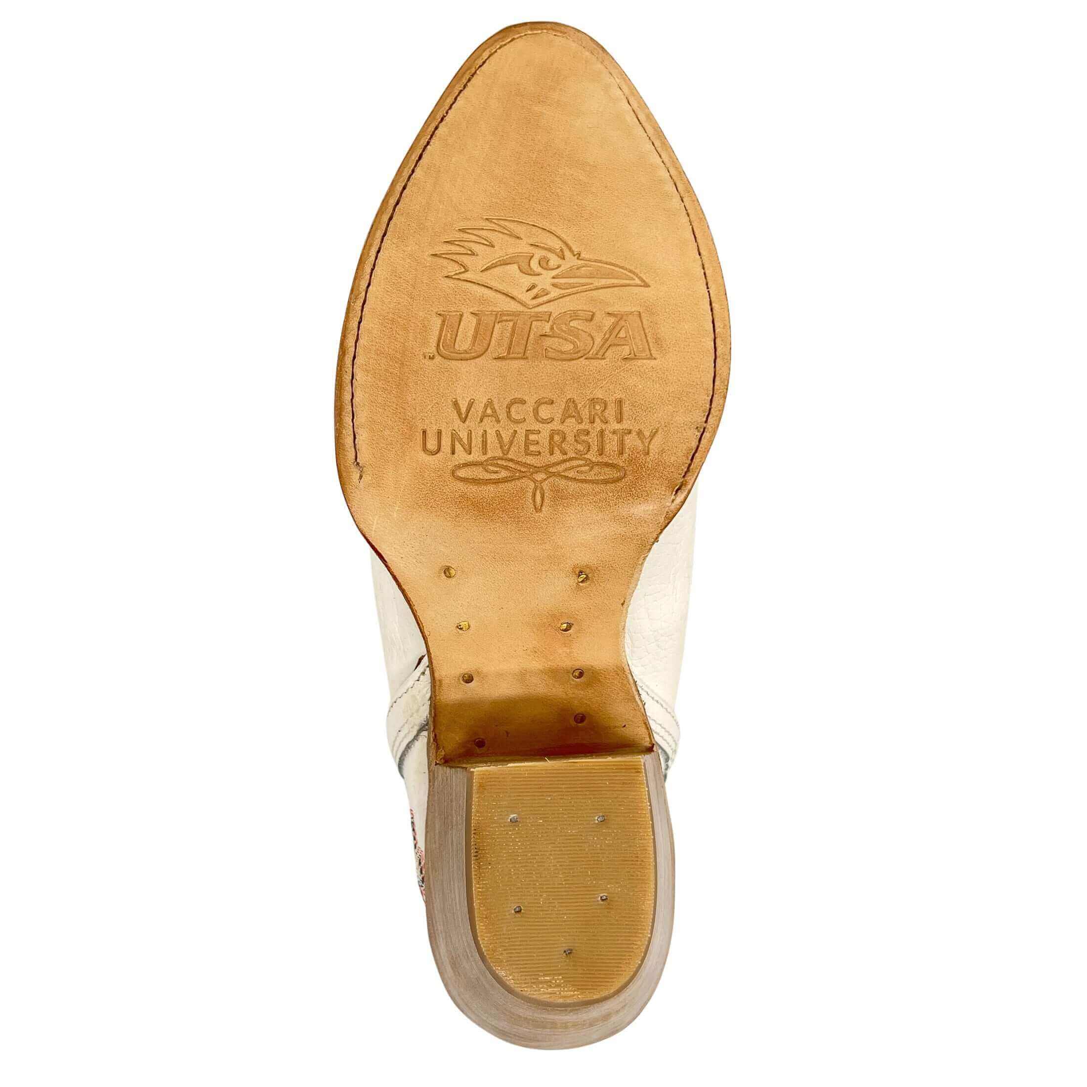 Women's University of Texas at San Antonio Roadrunners Cowgirl Booties | UTSA All White Pointed Toe Boots | Officially Licensed | Natalie