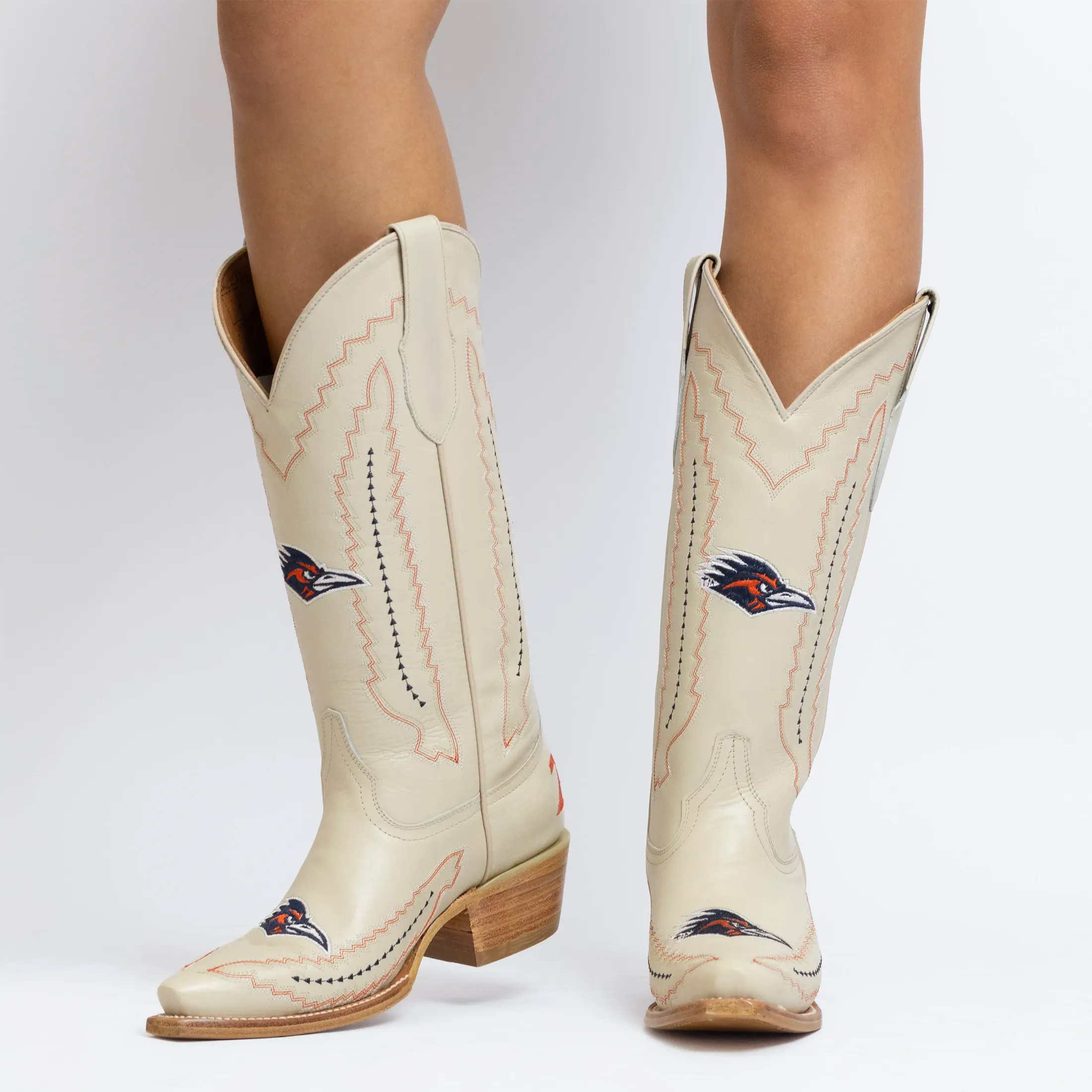 Women's University of Texas at San Antonio Roadrunners Bone Leather Snip Toe Cowgirl Boots by Vaccari