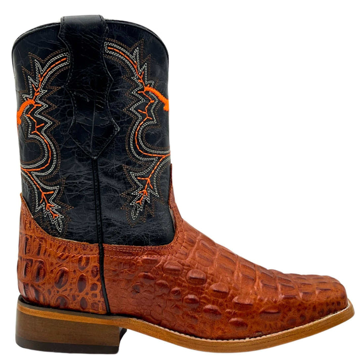 kids university of texas longhorns cowboy boots cognac hornedback print Hudson