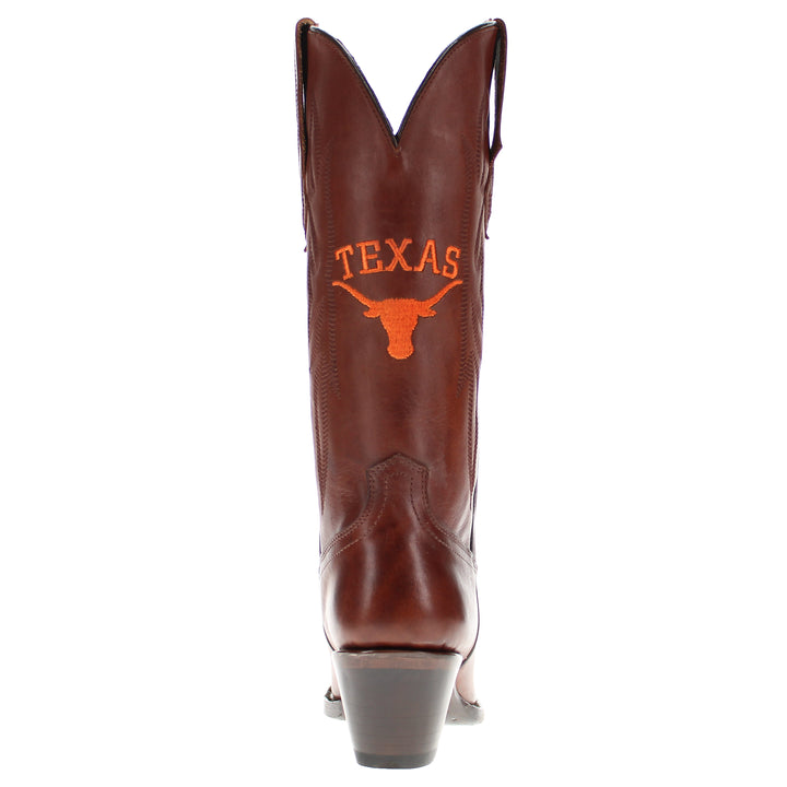 Women's University of Texas Longhorns Brown Pointed Toe Cowgirl Boots Chelsie by Vaccari