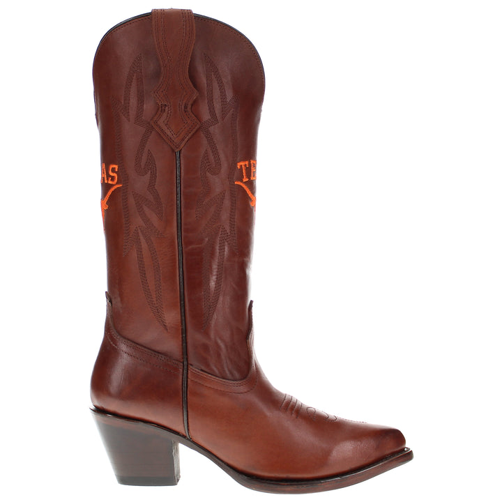 Women's University of Texas Longhorns Brown Pointed Toe Cowgirl Boots Chelsie by Vaccari