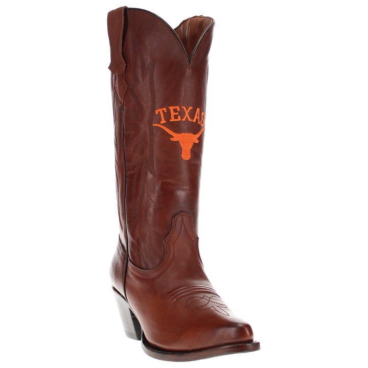 Women's University of Texas Longhorns Brown Pointed Toe Cowgirl Boots Chelsie by Vaccari