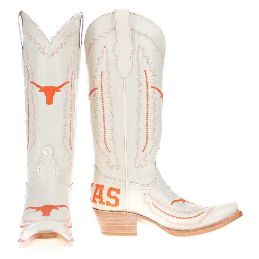 Women's University of Texas Longhorns Cowgirl Boots | UT White Snip Toe Boots | Officially Licensed | Naomi
