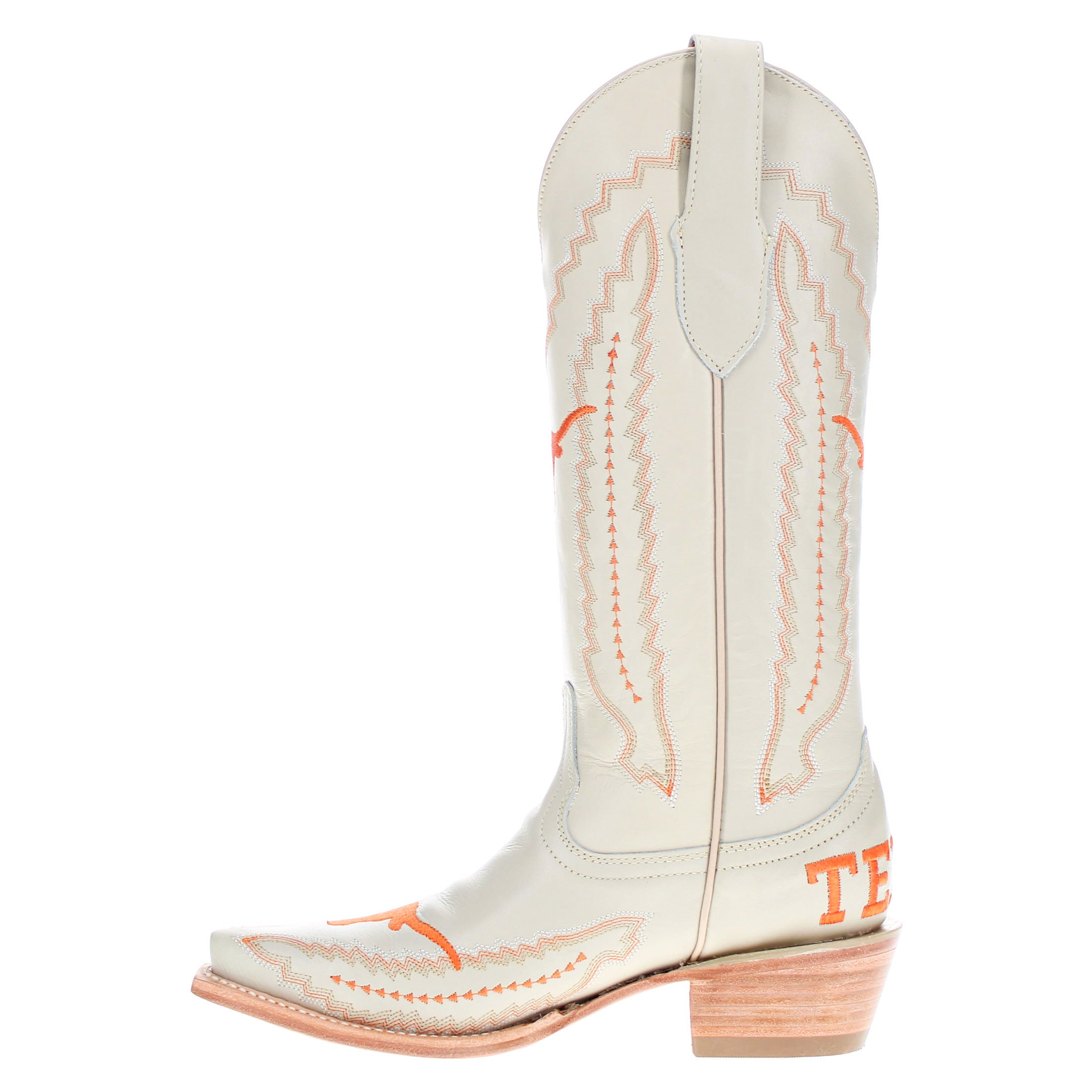 Women's University of Texas Longhorns Cowgirl Boots | UT White Snip Toe Boots | Officially Licensed | Naomi