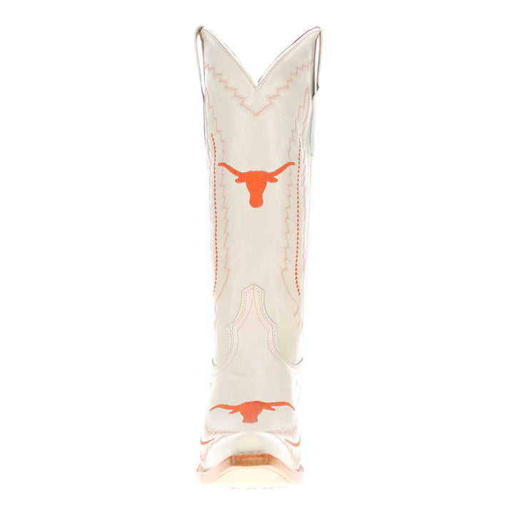 Women's University of Texas Longhorns Cowgirl Boots | UT White Snip Toe Boots | Officially Licensed | Naomi