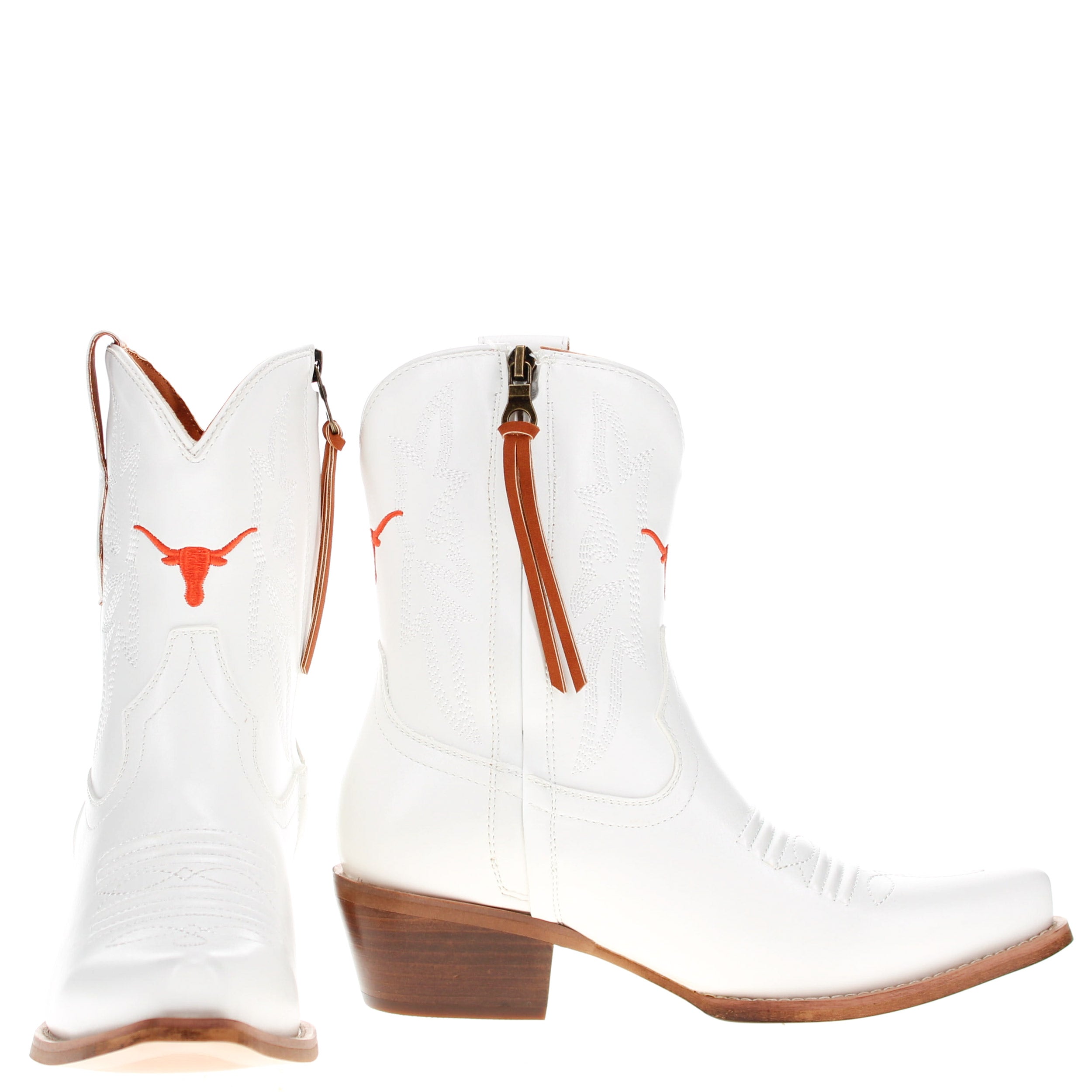 Women's University of Texas White Cowgirl Boots with Color Tassel Lynn by V by Vaccari