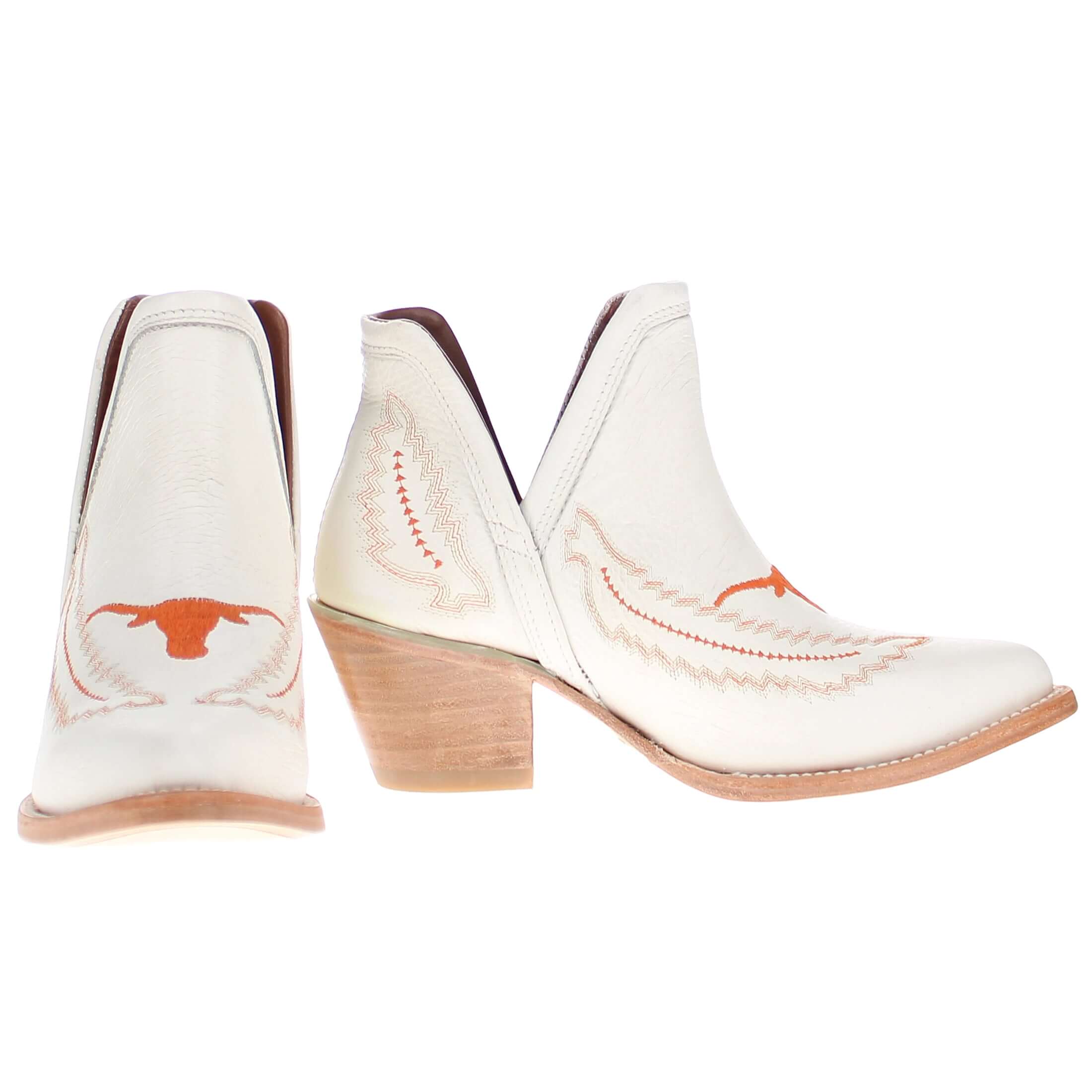 Women's University of Texas White pointed Toe Booties by Vaccari