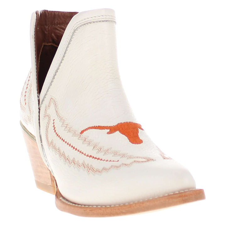 Women's University of Texas White pointed Toe Booties by Vaccari