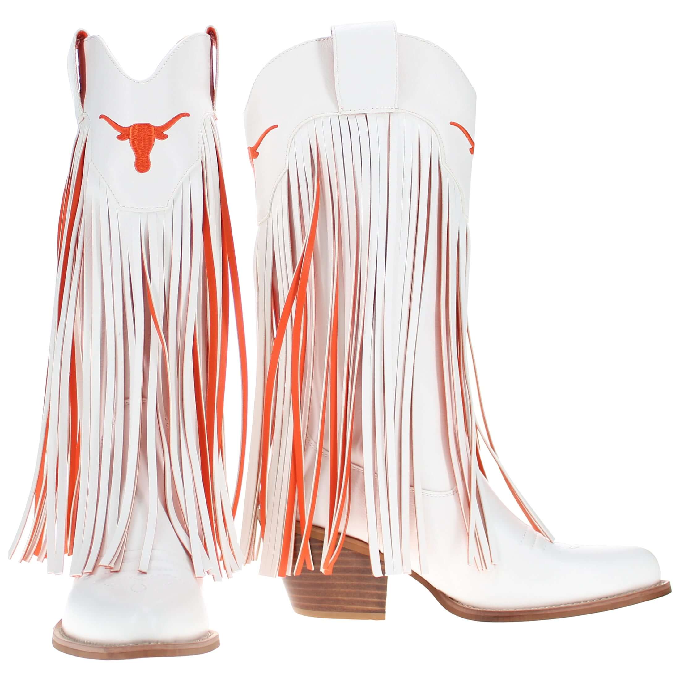University of Texas Kacey White Fringe Boot By V By Vaccari