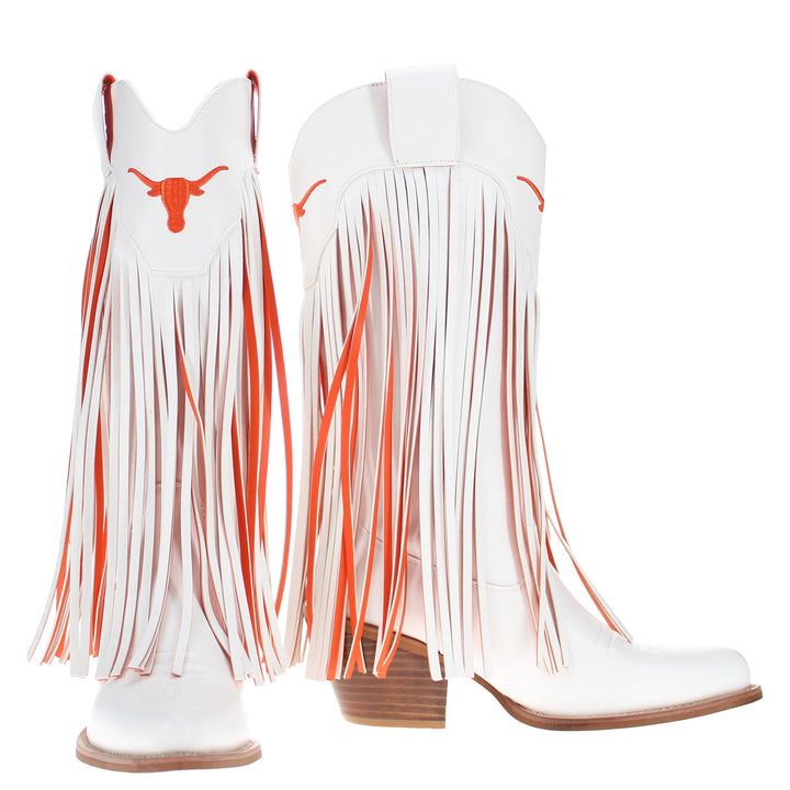 University of Texas Kacey White Fringe Boot By V By Vaccari