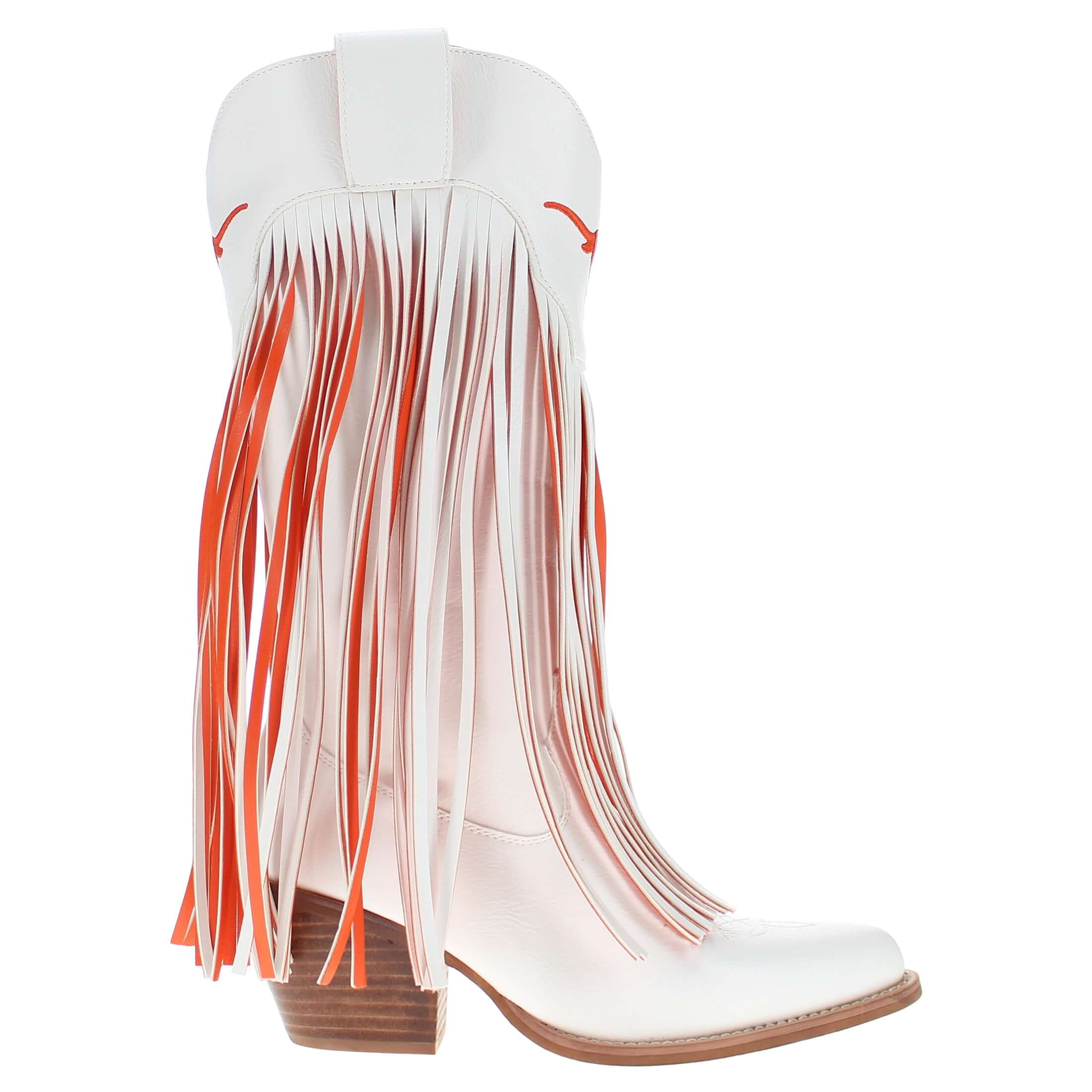 University of Texas Kacey White Fringe Boot By V By Vaccari