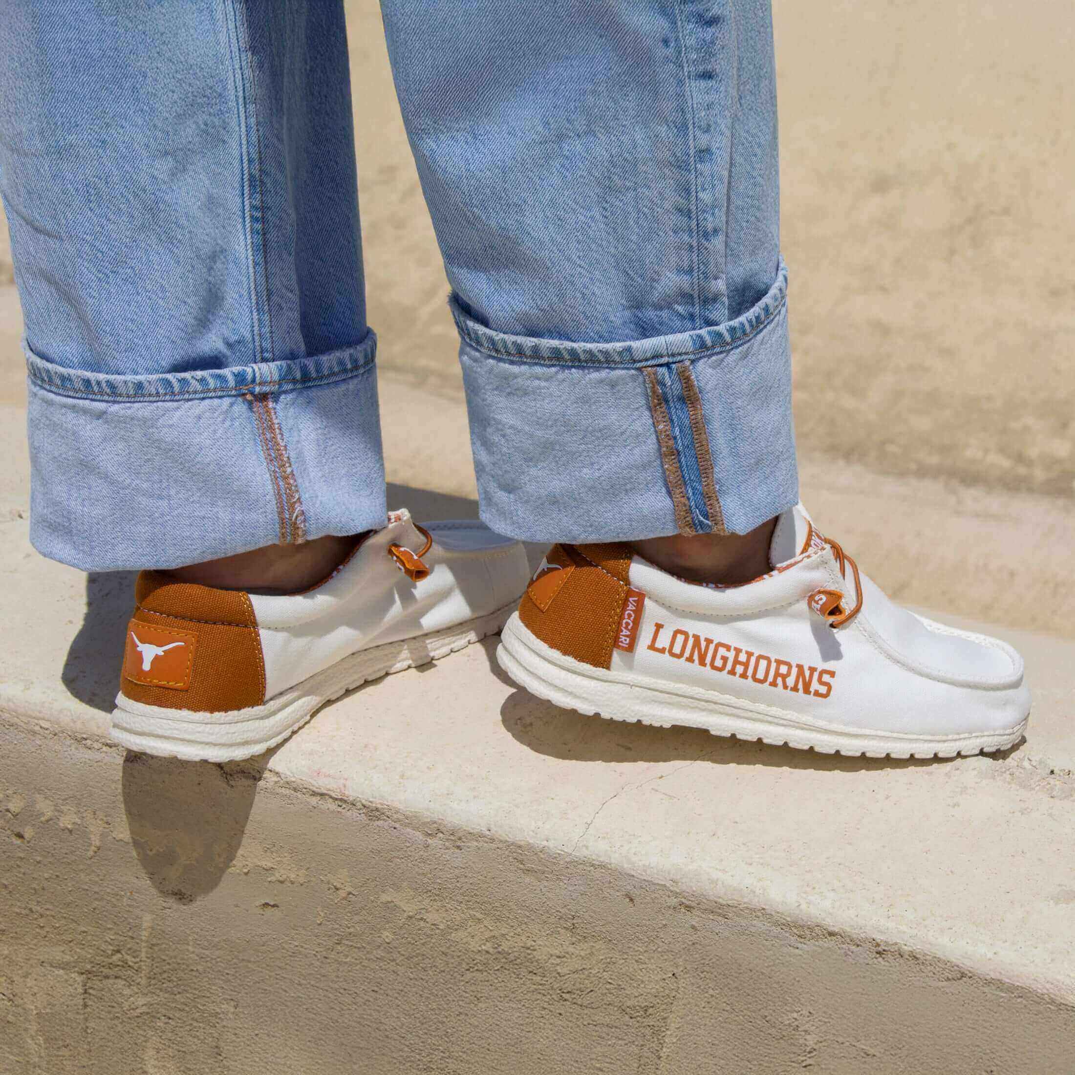 Women's University of Texas Off White and Burnt Orange Canvas Casual Shoe by Vaccari