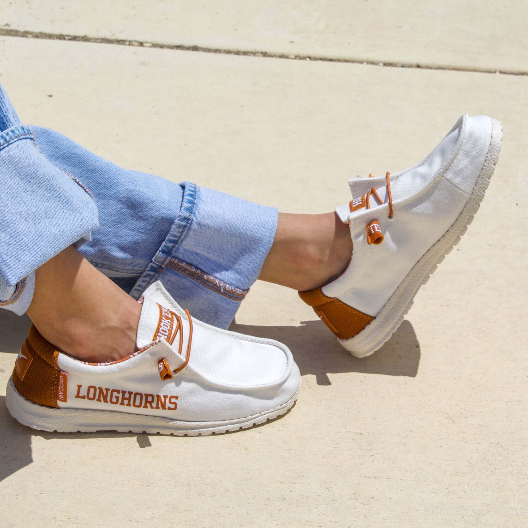 Women's University of Texas Off White and Burnt Orange Canvas Casual Shoe by Vaccari