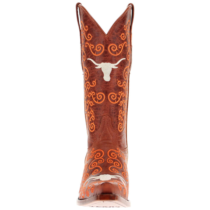 Women's University of Texas Longhorns Cowgirl Boots | Cognac Snip Toe Boots | Officially Licensed | Claire