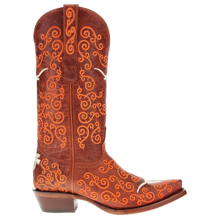 Women's University of Texas Longhorns Cowgirl Boots | Cognac Snip Toe Boots | Officially Licensed | Claire