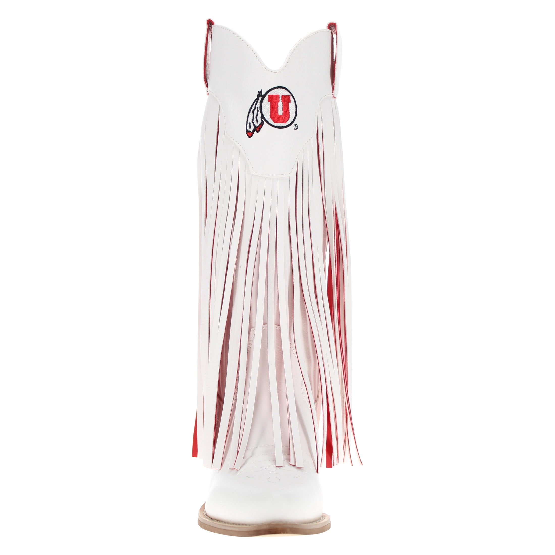 Women's University of Utah White Fringe Cowgirl Boots Kacey by V by Vaccari