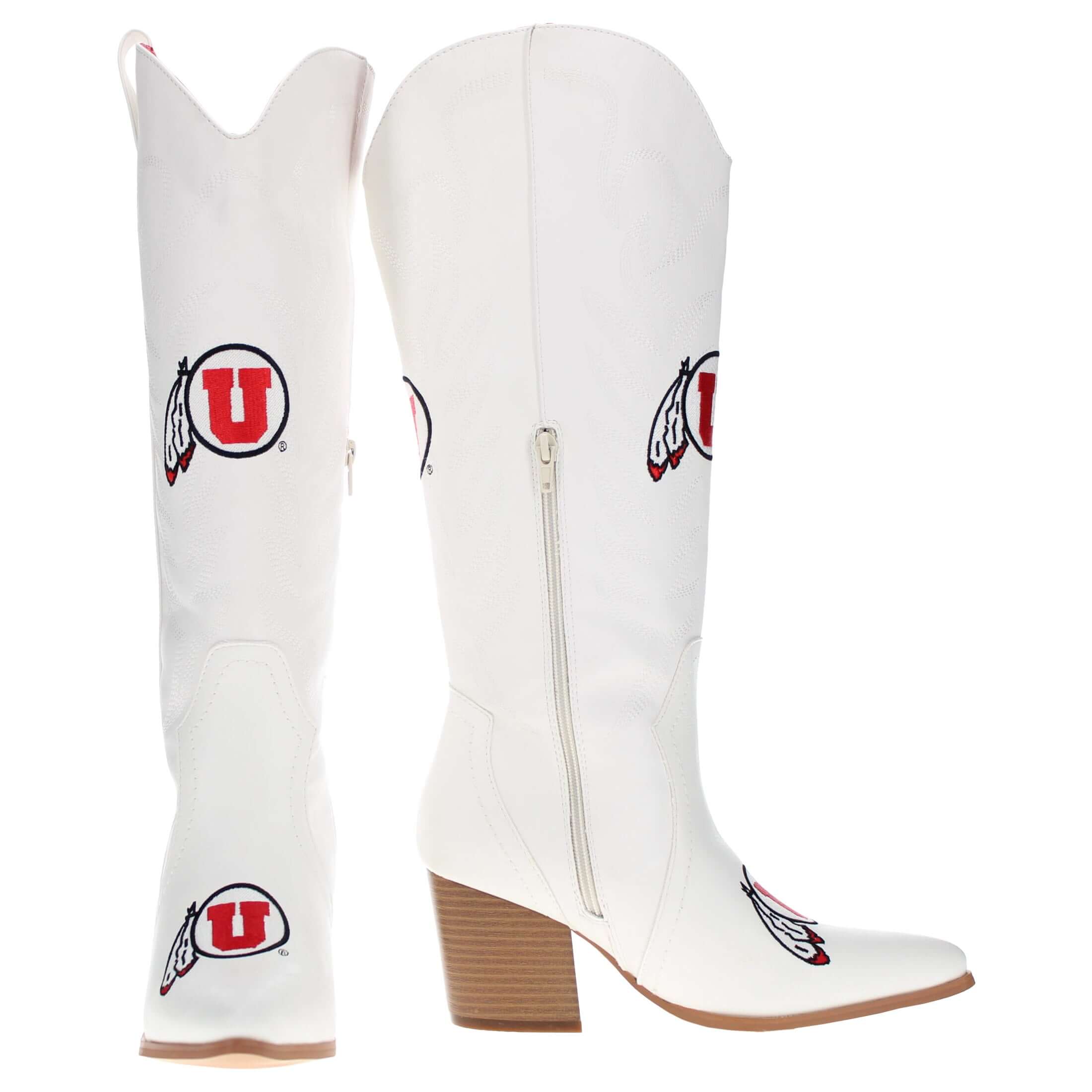 Women's University of Utah Tall White Boot Blair By V By Vaccari