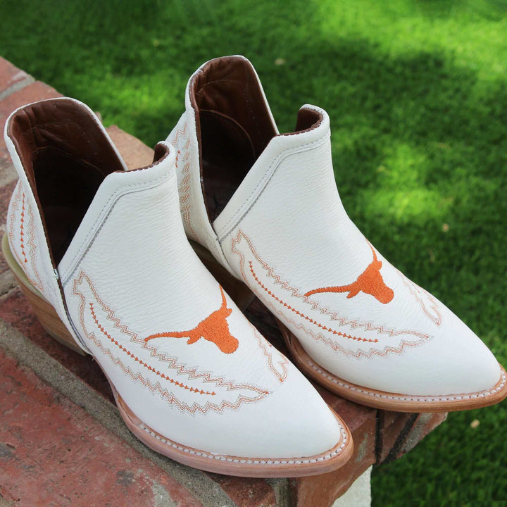 Women's University of Texas White pointed Toe Booties by Vaccari