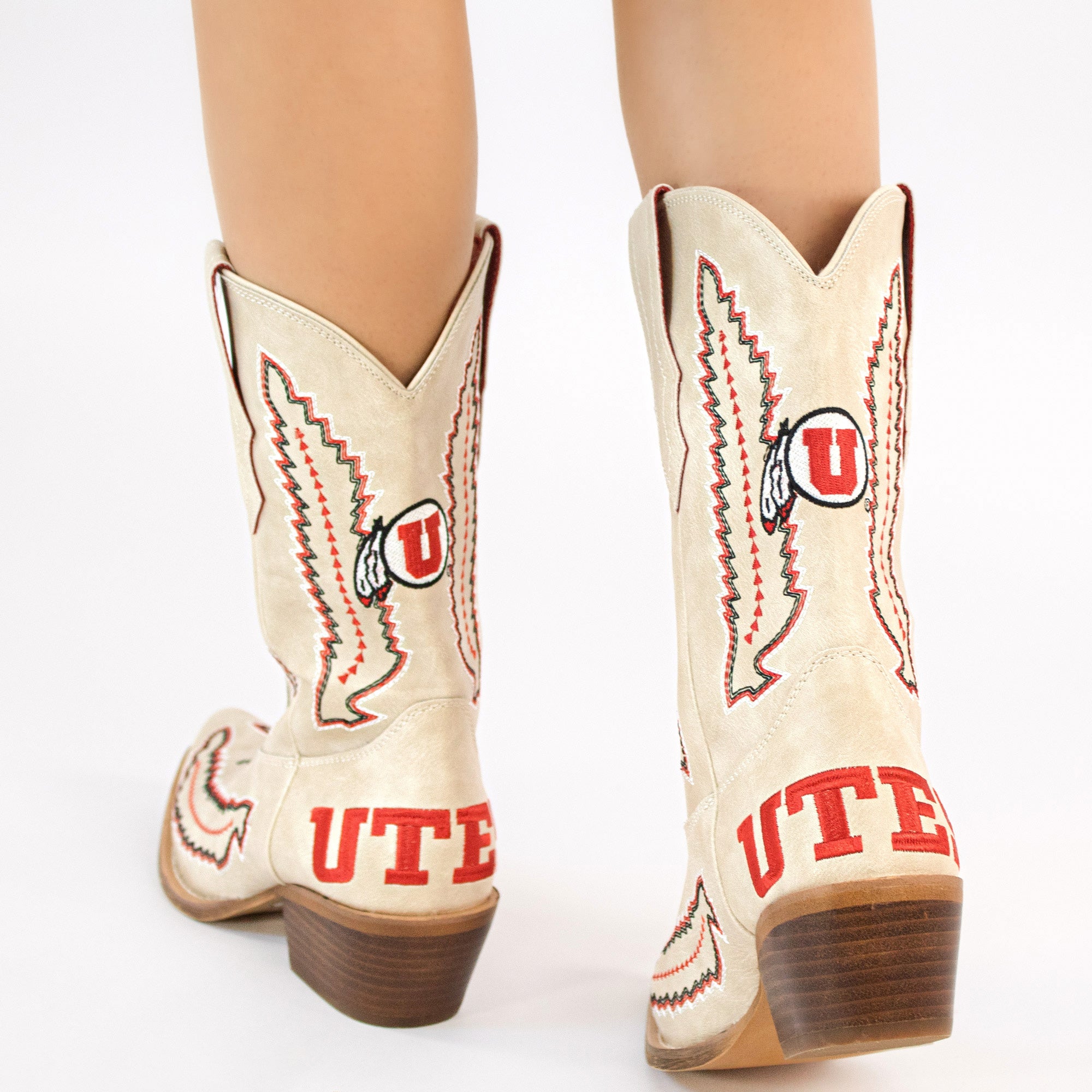 Women's University of Utah Bone Cowgirl Boot Mimi by V by Vaccari