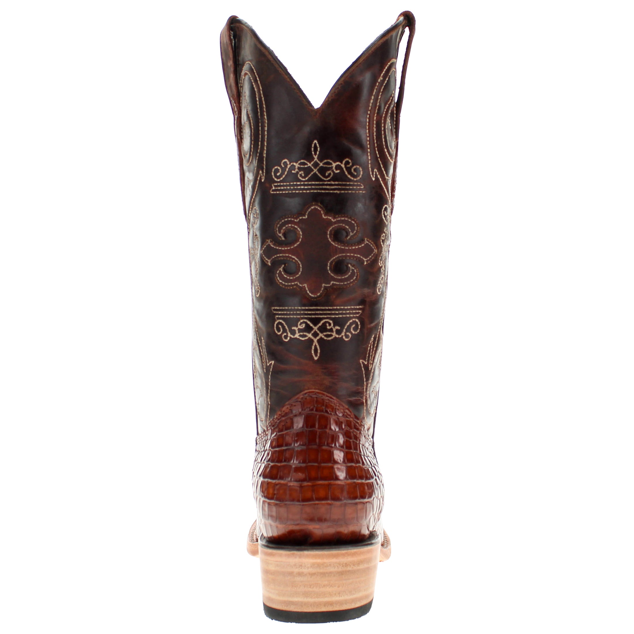Men's Rustic Cogac American Alligator Belly Retro Toe Cowboy Boots by Vaccari