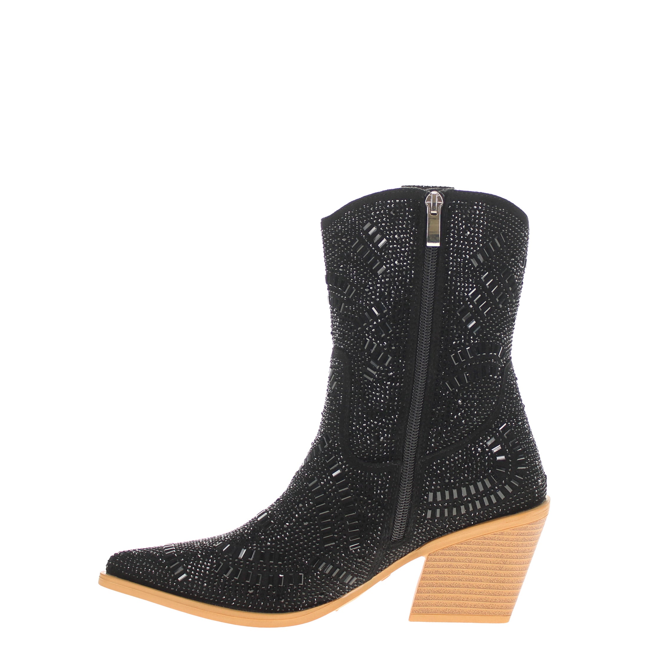 Women's Black Bling Cowgirl Booties Sadie by V by Vaccari