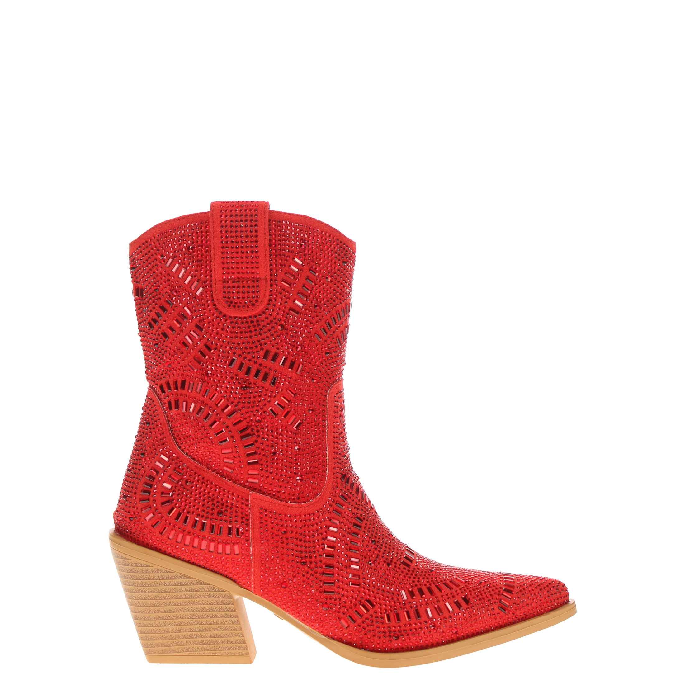 Women's Red Bling Cowgirl Booties Sadie by V by Vaccari