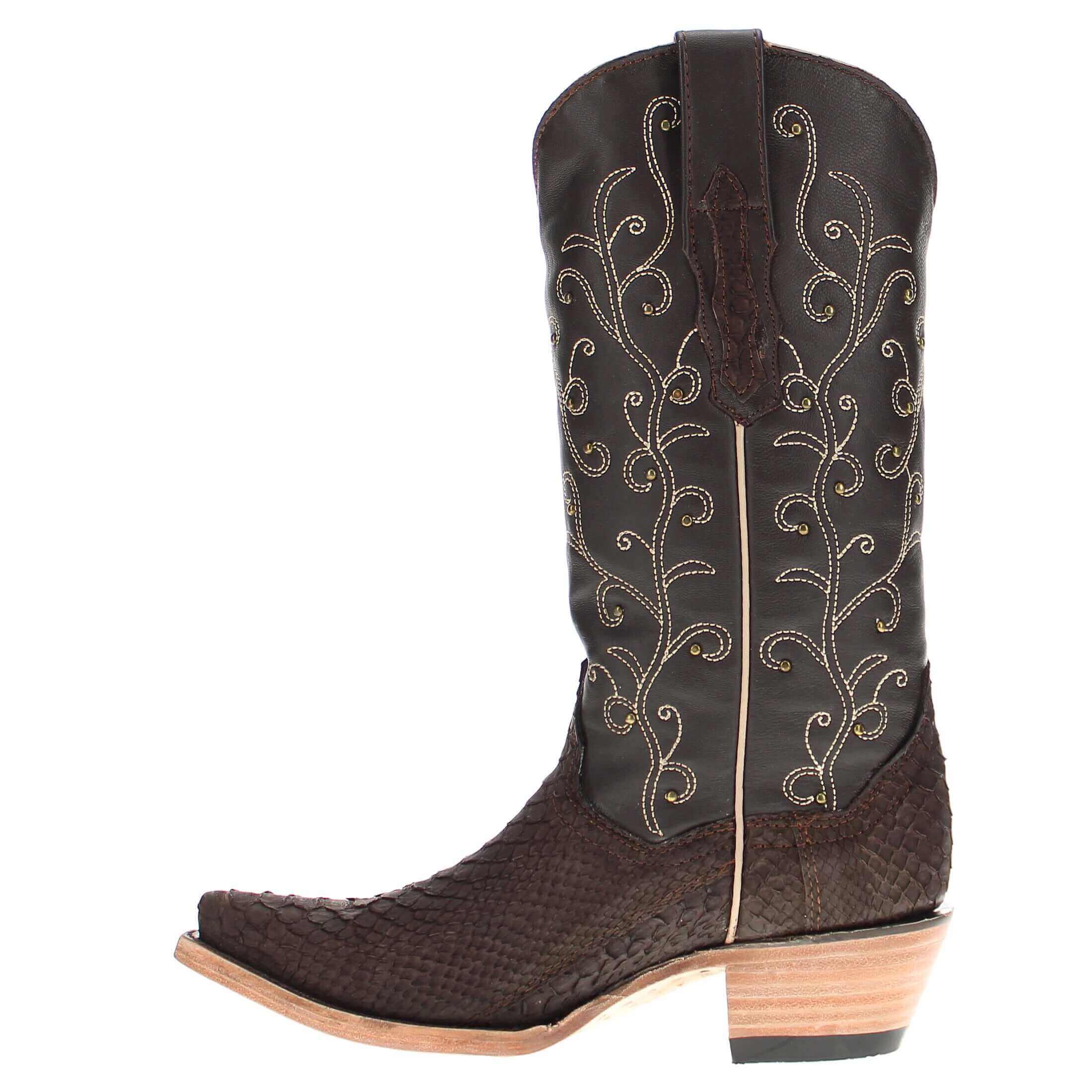 Women's Vaccari Mocha Python Snip Toe Boots