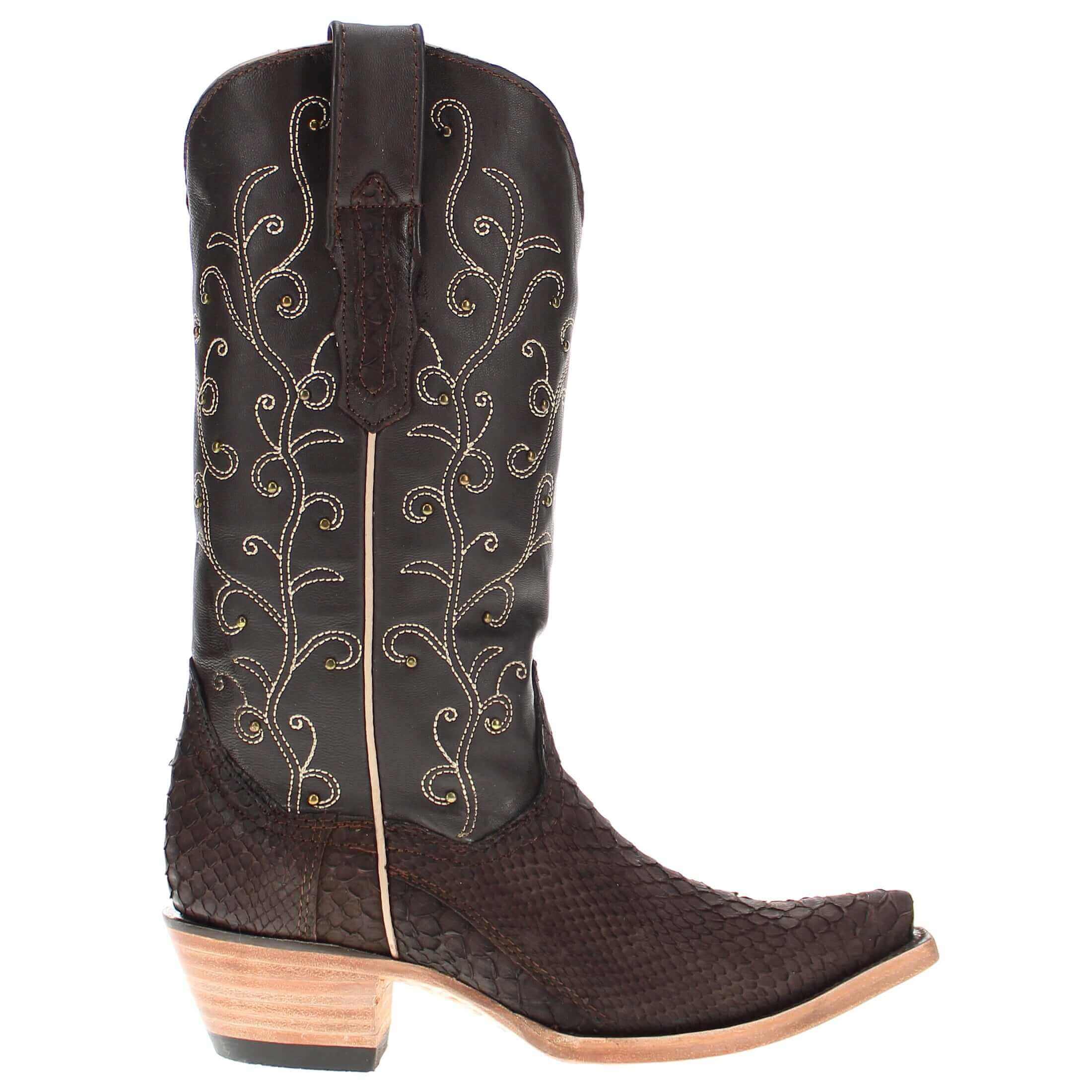 Women's Vaccari Mocha Python Snip Toe Boots
