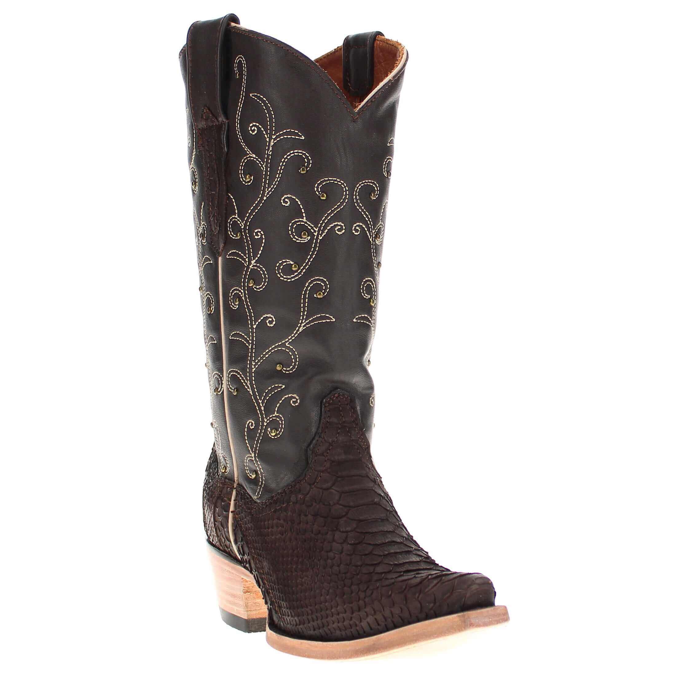 Women's Vaccari Mocha Python Snip Toe Boots