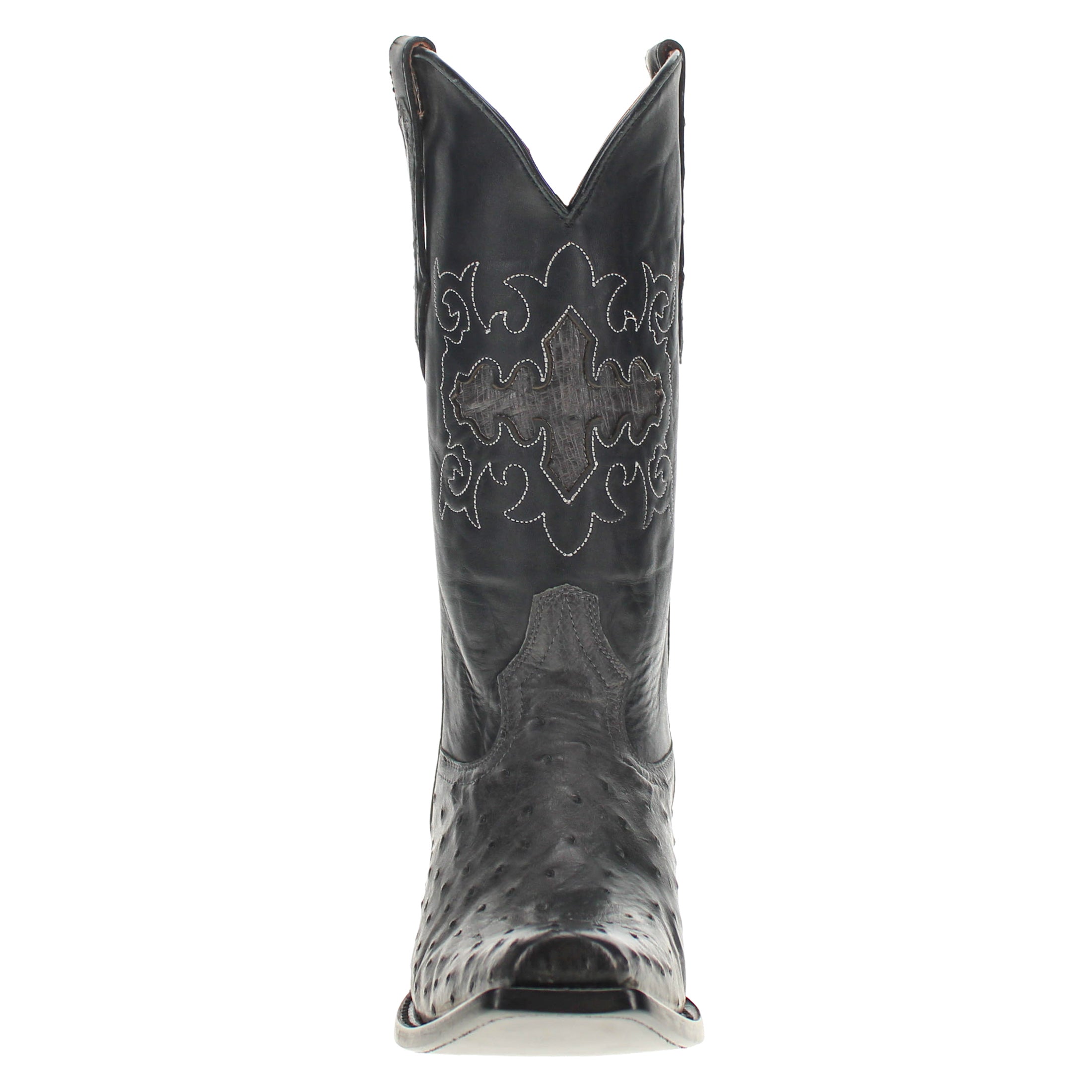 Men's Gray Full Quill Ostrich JW Toe Cowboy Boots by Vaccari