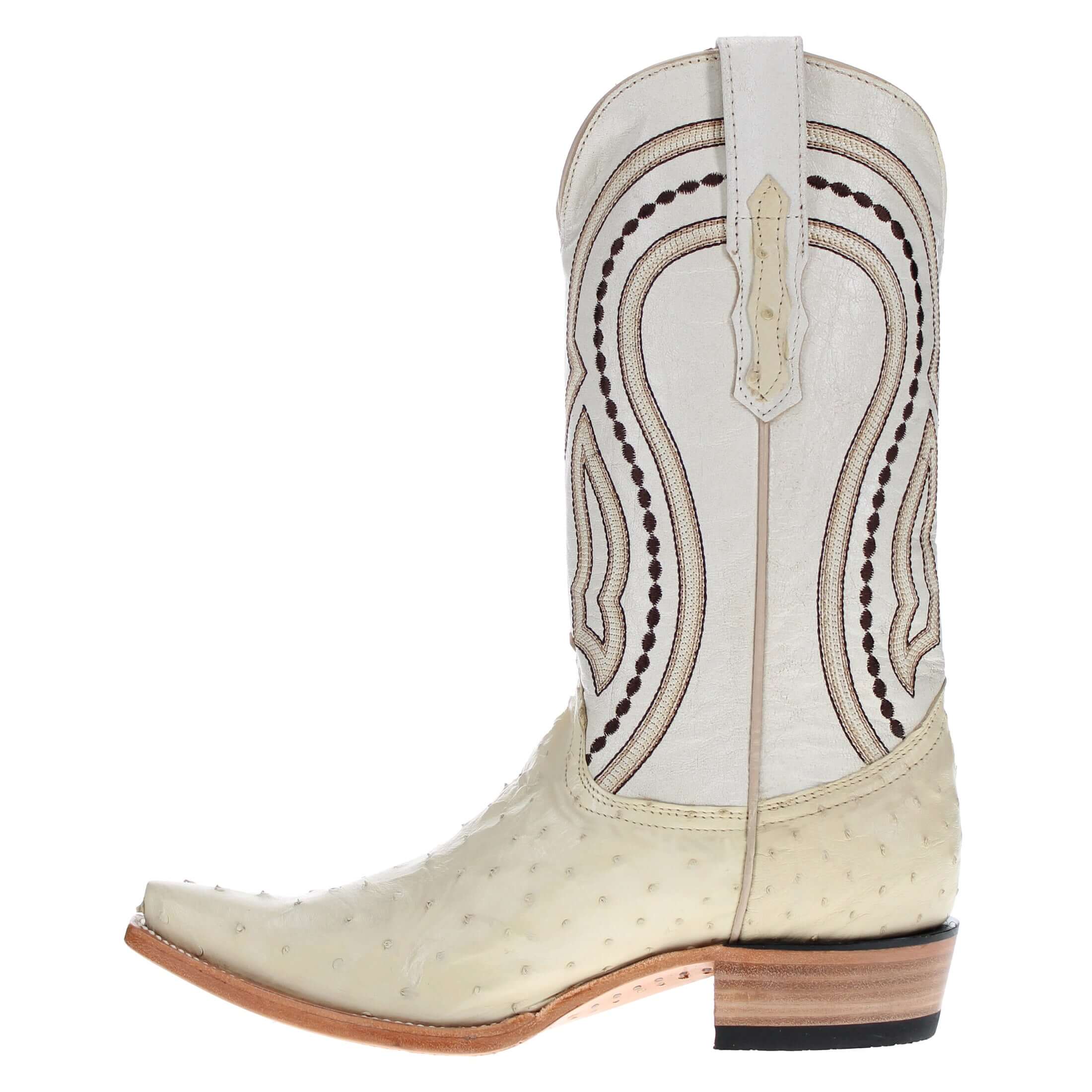 Men's White Ostrich Cowboy Boots Theo by Vaccari Core